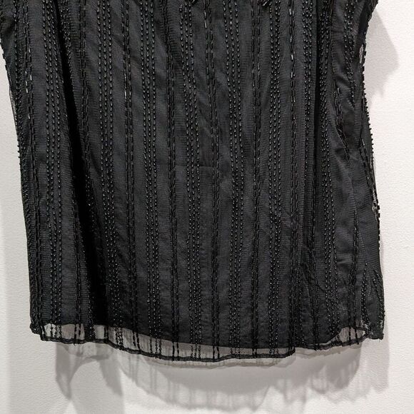 Lauren Ralph Lauren Black Label Beaded Mesh One Shoulder Camisole, L - Picture 6 of 14